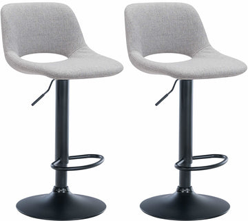 2-delige set Stijlvolle Barkrukken - Eetstoelen - Verstelbaar & Draaibaar 360° Comfort Kleur lichtgrijs