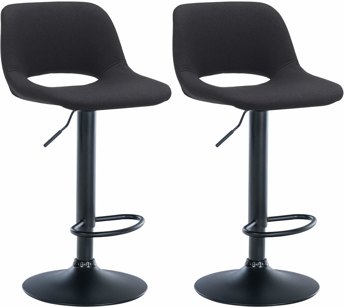 2-delige set Barkrukken - Krukjes - Comfortabele in hoogte verstelbaar Design Kleur zwart Materiaal onderstel Metaal in chroomlook