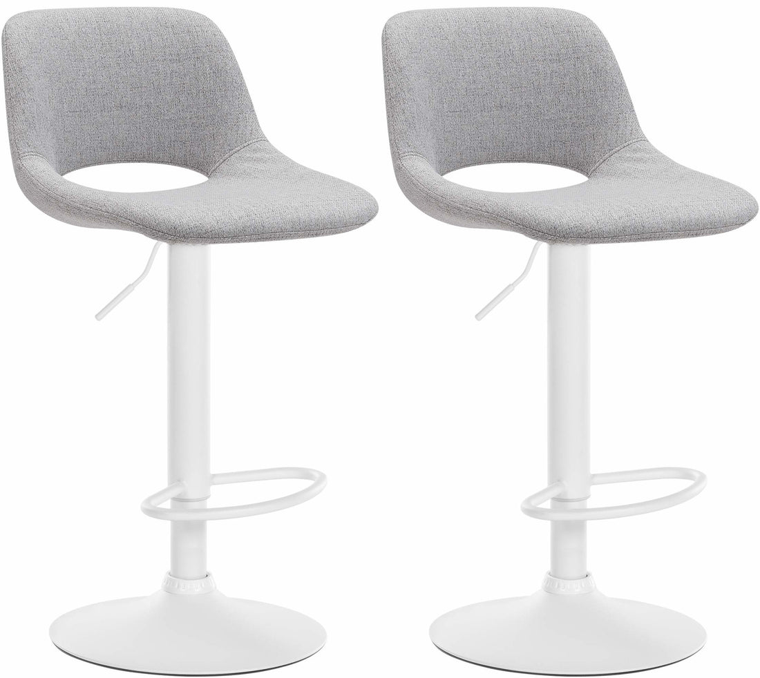 Set van 2 Luxe Barkrukken - Moderne Stijl - Verstelbaar en Draaibaar Kleur lichtgrijs