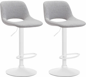 Set van 2 Luxe Barkrukken - Moderne Stijl - Verstelbaar en Draaibaar Kleur lichtgrijs
