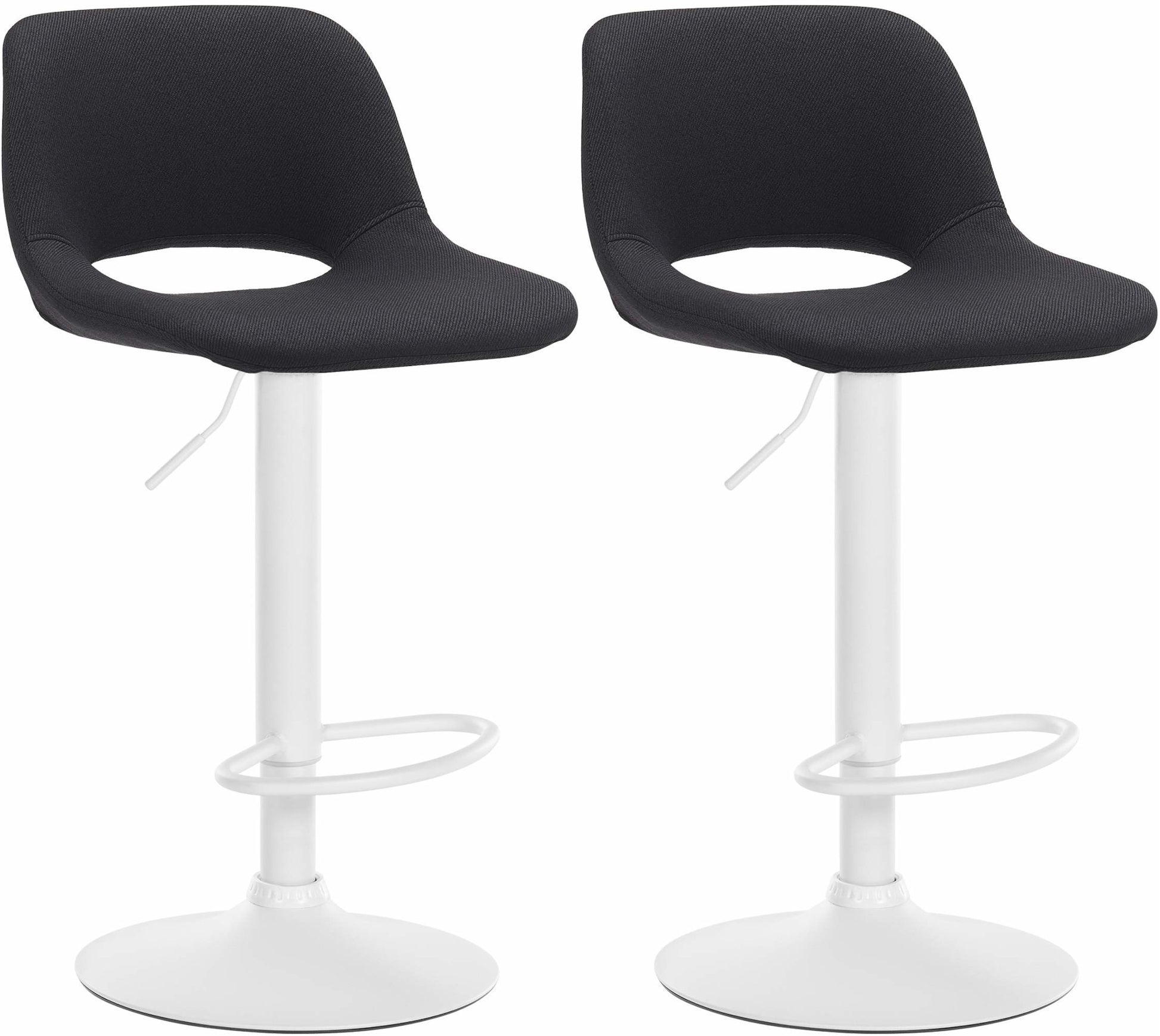2-delige set Barkrukken - Krukjes - Comfortabele in hoogte verstelbaar Design Kleur zwart Materiaal onderstel Metaal mat wit