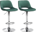 2-delige set Fluwelen Barkrukken - Barstoelen - Hoogte Verstelbaar & 360° Draaiend Kleur groen Materiaal onderstel Metaal in chroomlook