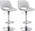 2-delige set Fluwelen Barkrukken - Barstoelen - Hoogte Verstelbaar & 360° Draaiend Kleur lichtgrijs Materiaal onderstel Metaal in chroomlook
