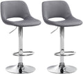 2-delige set Fluwelen Barkrukken - Barstoelen - Hoogte Verstelbaar & 360° Draaiend Kleur donkergrijs Materiaal onderstel Metaal in chroomlook