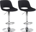 2-delige set Fluwelen Barkrukken - Barstoelen - Hoogte Verstelbaar & 360° Draaiend Kleur zwart Materiaal onderstel Metaal in chroomlook