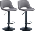 2-delige set Fluwelen Barkrukken - Barstoelen - Hoogte Verstelbaar & 360° Draaiend Kleur donkergrijs Materiaal onderstel Metaal matzwart