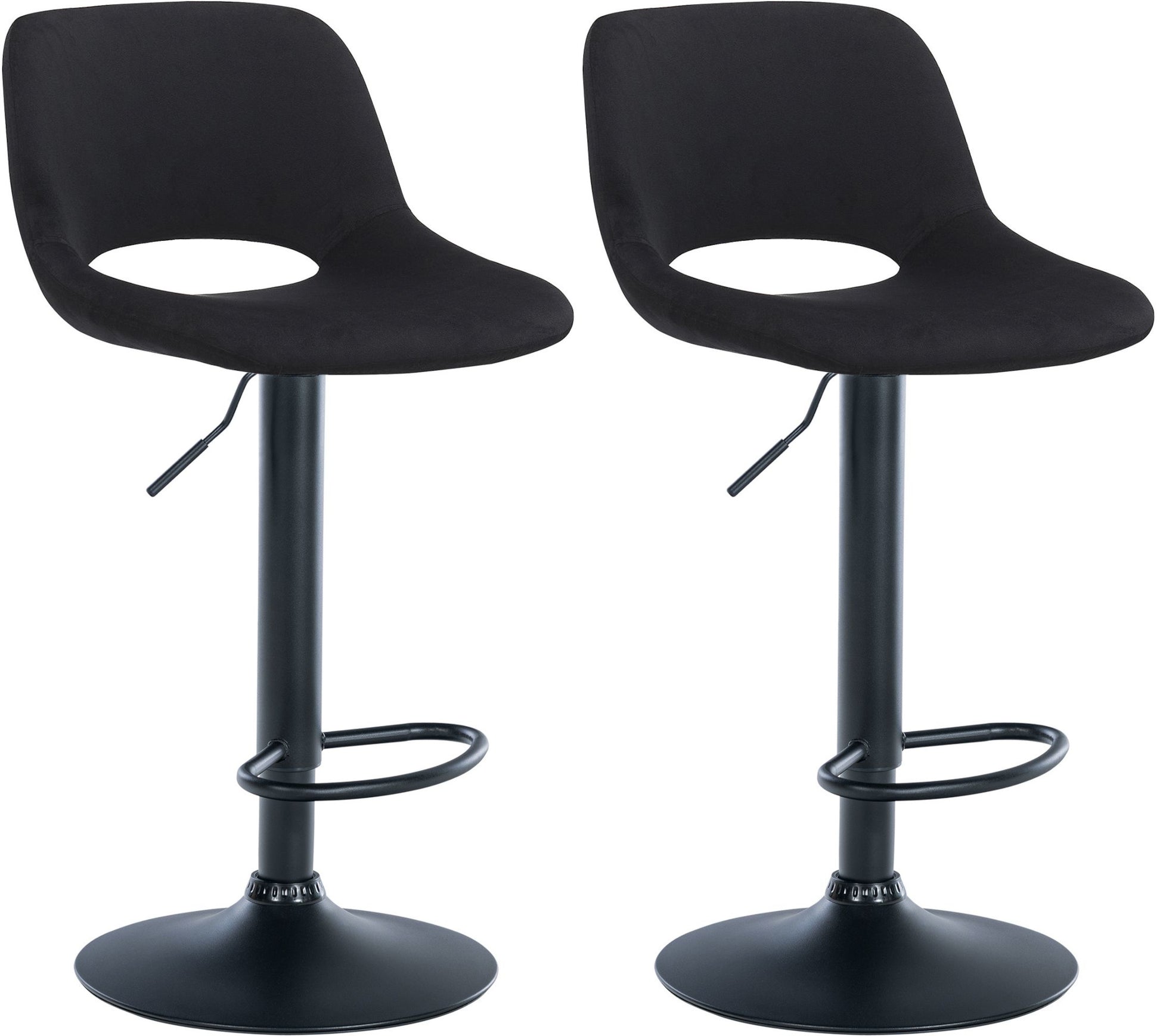 2-delige set Fluwelen Barkrukken - Barstoelen - Hoogte Verstelbaar & 360° Draaiend Kleur zwart Materiaal onderstel Metaal matzwart