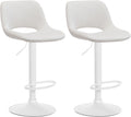2-delige set Fluwelen Barkrukken - Barstoelen - Hoogte Verstelbaar & 360° Draaiend Kleur crème Materiaal onderstel Metaal mat wit