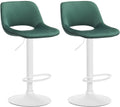 2-delige set Fluwelen Barkrukken - Barstoelen - Hoogte Verstelbaar & 360° Draaiend Kleur groen Materiaal onderstel Metaal mat wit