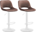 2-delige set Fluwelen Barkrukken - Barstoelen - Hoogte Verstelbaar & 360° Draaiend Kleur bruin Materiaal onderstel Metaal mat wit