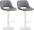 2-delige set Fluwelen Barkrukken - Barstoelen - Hoogte Verstelbaar & 360° Draaiend Kleur donkergrijs Materiaal onderstel Metaal mat wit