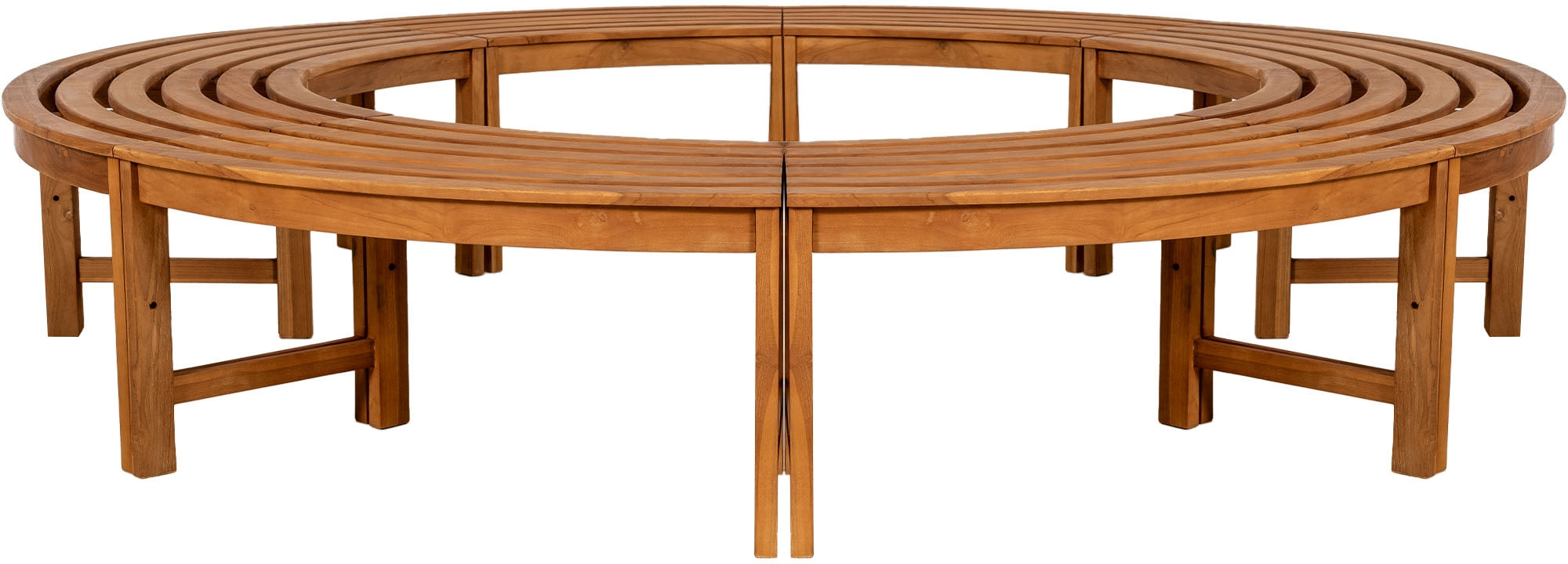 Ronde Teakhouten Boom Zitbank - Weerbestendige Tuinbank - 250 cm Kleur bruin