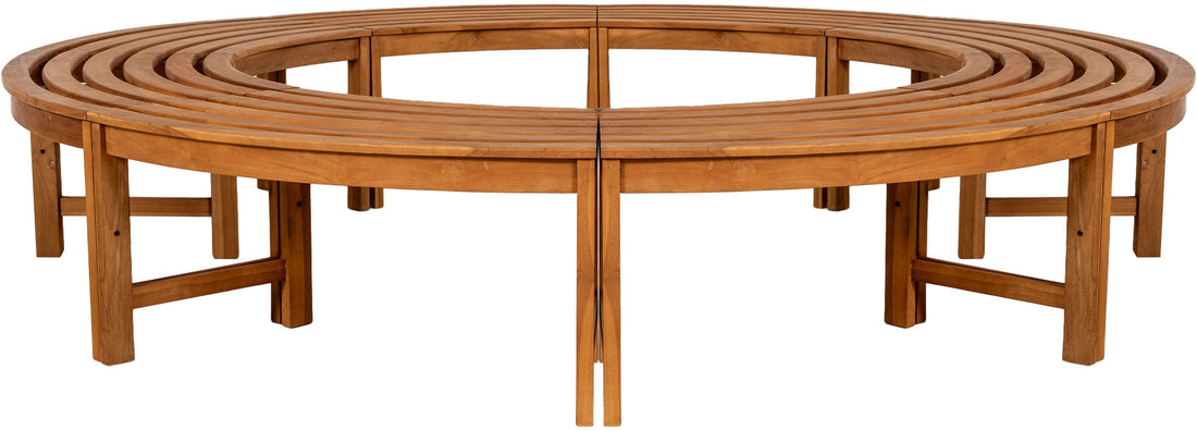 Ronde Teakhouten Boom Zitbank - Weerbestendige Tuinbank - 250 cm Kleur bruin