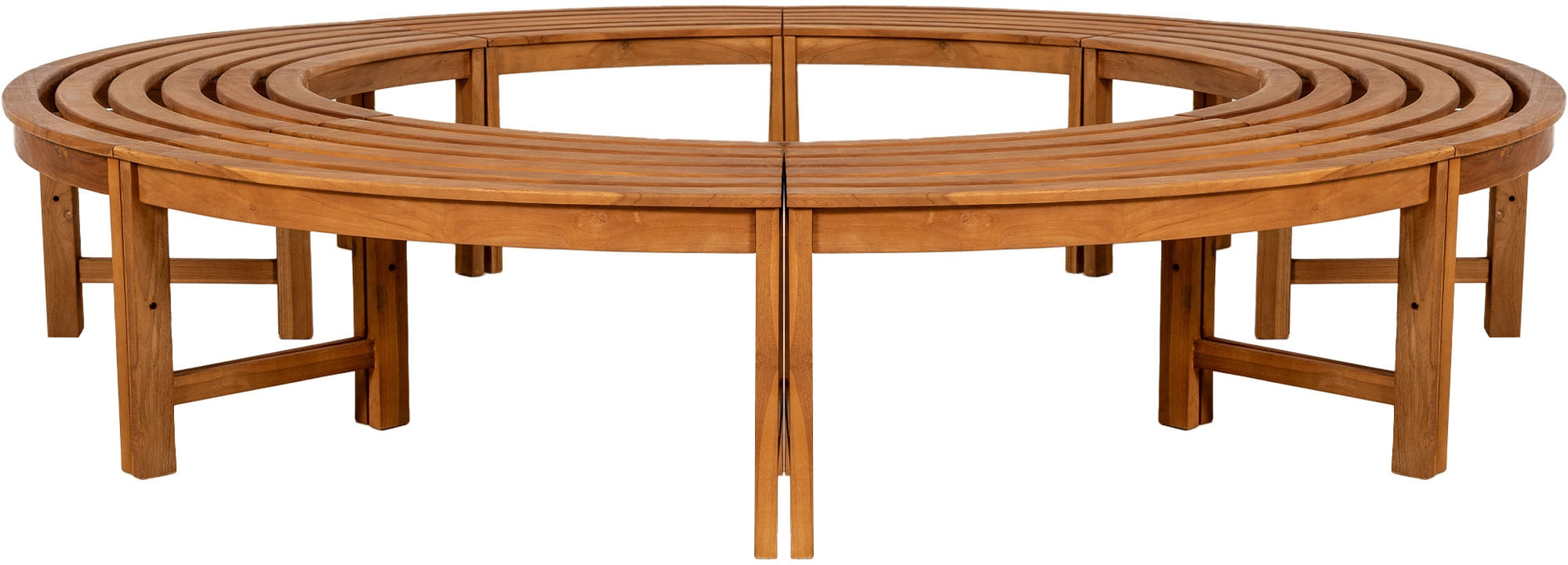 Ronde Teakhouten Boom Zitbank - Weerbestendige Tuinbank - 250 cm Kleur bruin