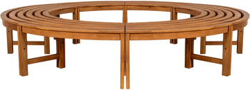 Ronde Teakhouten Boom Zitbank - Weerbestendige Tuinbank - 250 cm Kleur bruin