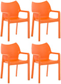 4-delige Stoelenset - Zitmeubilair - UV-bestendig Design, Stapelbaar en Weerbestendig Kleur oranje