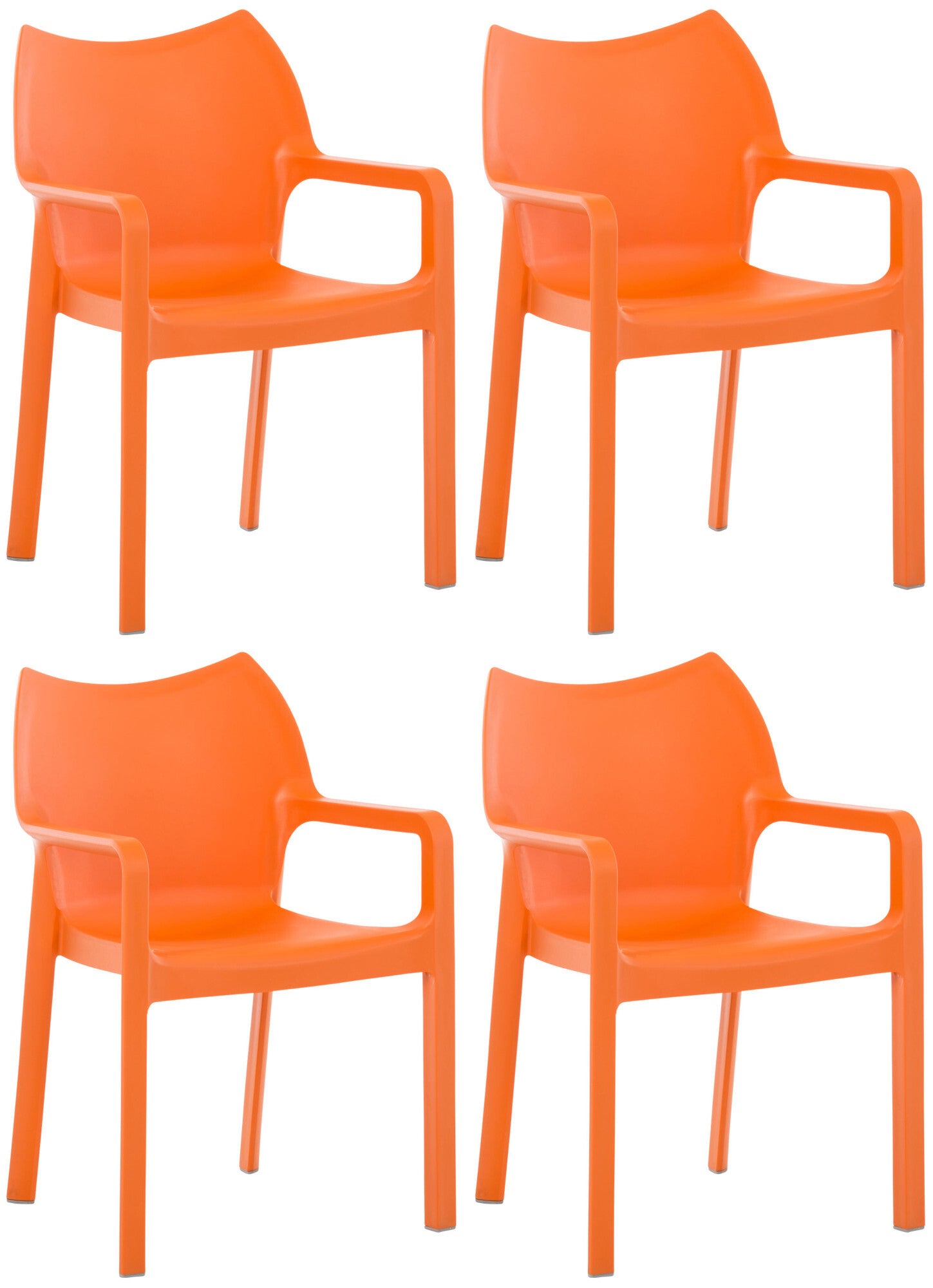 4-delige Stoelenset - Zitmeubilair - UV-bestendig Design, Stapelbaar en Weerbestendig Kleur oranje