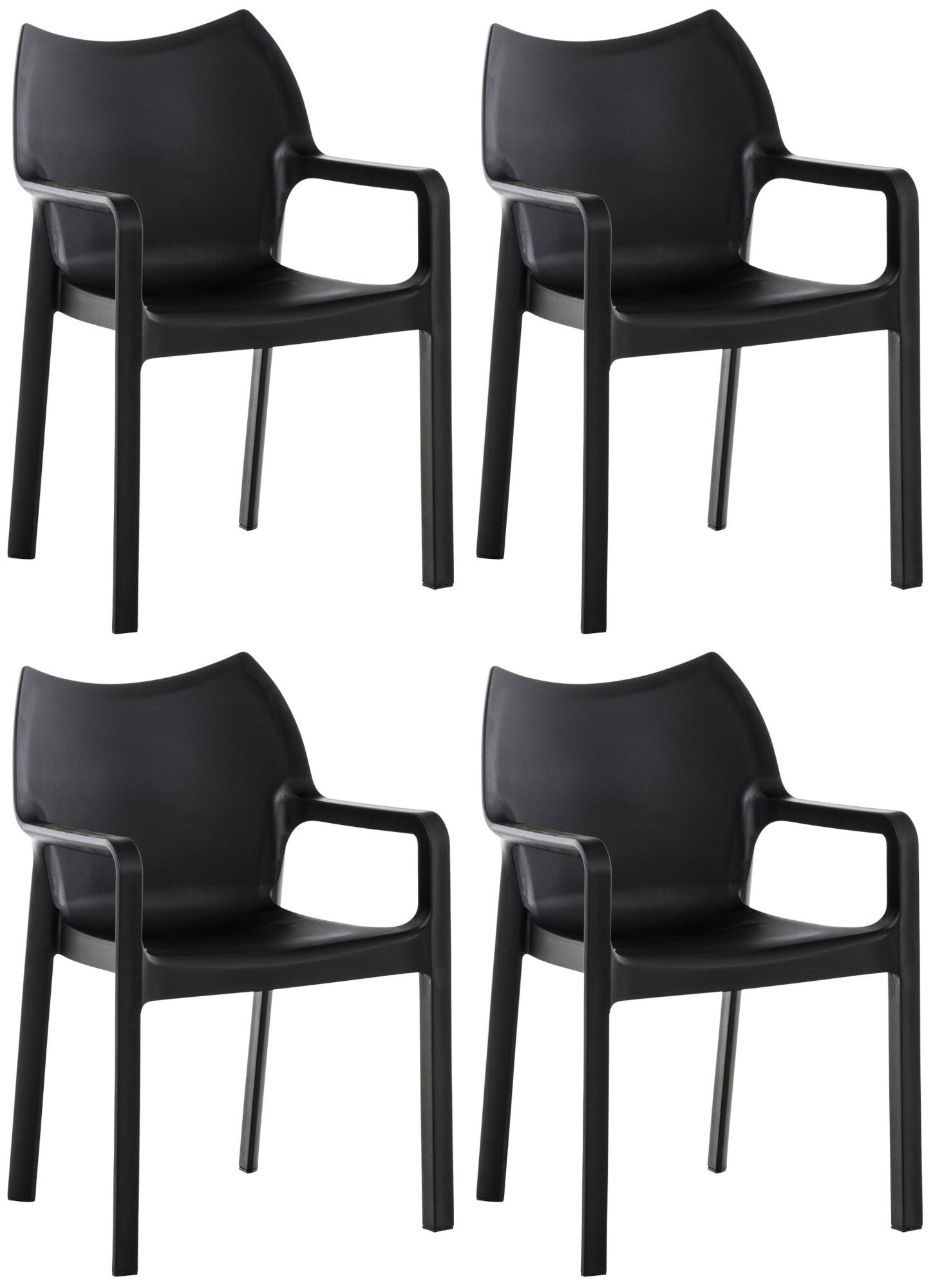 4-delige Stoelenset - Zitmeubilair - UV-bestendig Design, Stapelbaar en Weerbestendig Kleur zwart