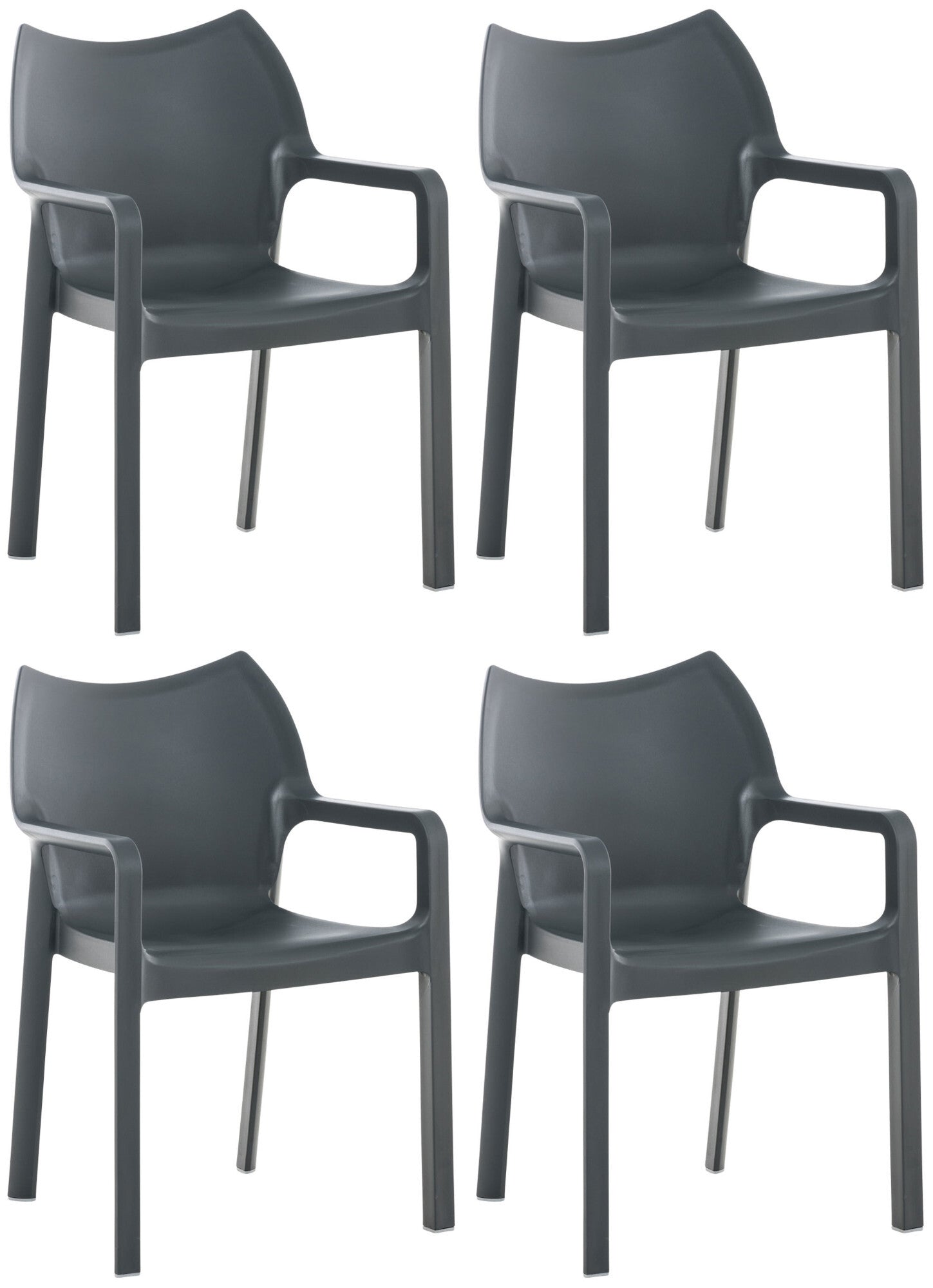 4-delige Stoelenset - Zitmeubilair - UV-bestendig Design, Stapelbaar en Weerbestendig Kleur donkergrijs