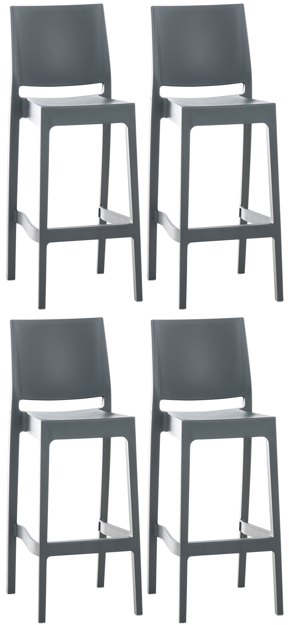 4-delige set Barkrukken - Krukjes - UV-bestendig & Stapelbaar Kleur donkergrijs