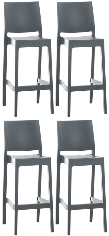4-delige set Barkrukken - Krukjes - UV-bestendig & Stapelbaar Kleur donkergrijs