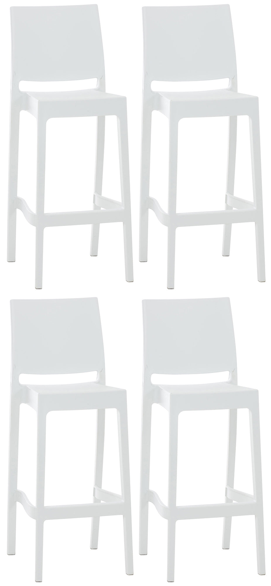 Set van 4 Barkrukken - Hoge Krukken - Weerbestendige Polypropyleen Verf Kleur wit