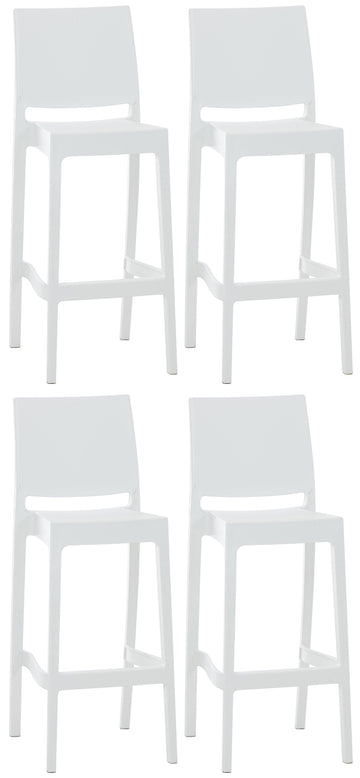 Set van 4 Barkrukken - Hoge Krukken - Weerbestendige Polypropyleen Verf Kleur wit