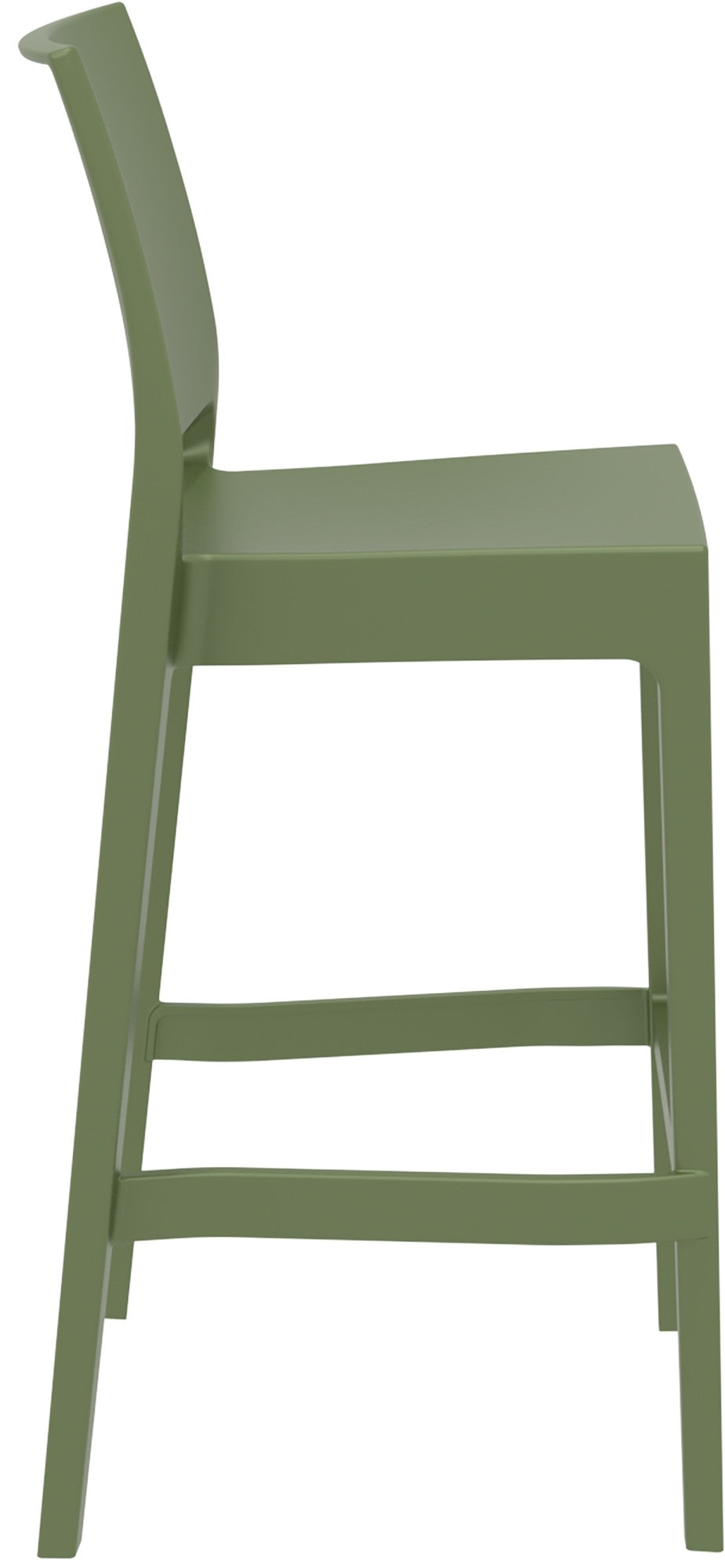 Set van 4 Barkrukken - Hoge Krukken - Comfortabele Rugleuning & UV-Bestendig Kleur olijf