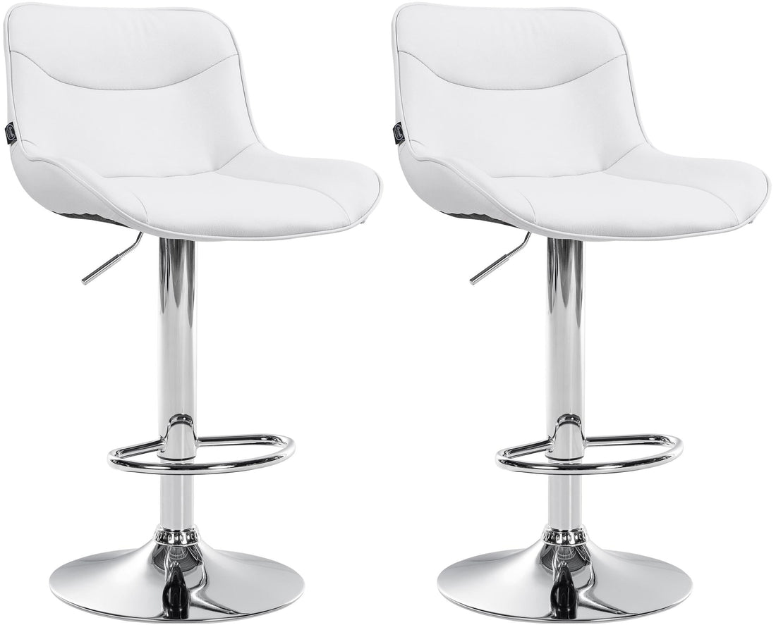 2-delige Set Barkrukken - Krukken - Ergonomisch Comfort, In Hoogte Verstelbaar Kleur wit Onderstel Kleur chroom