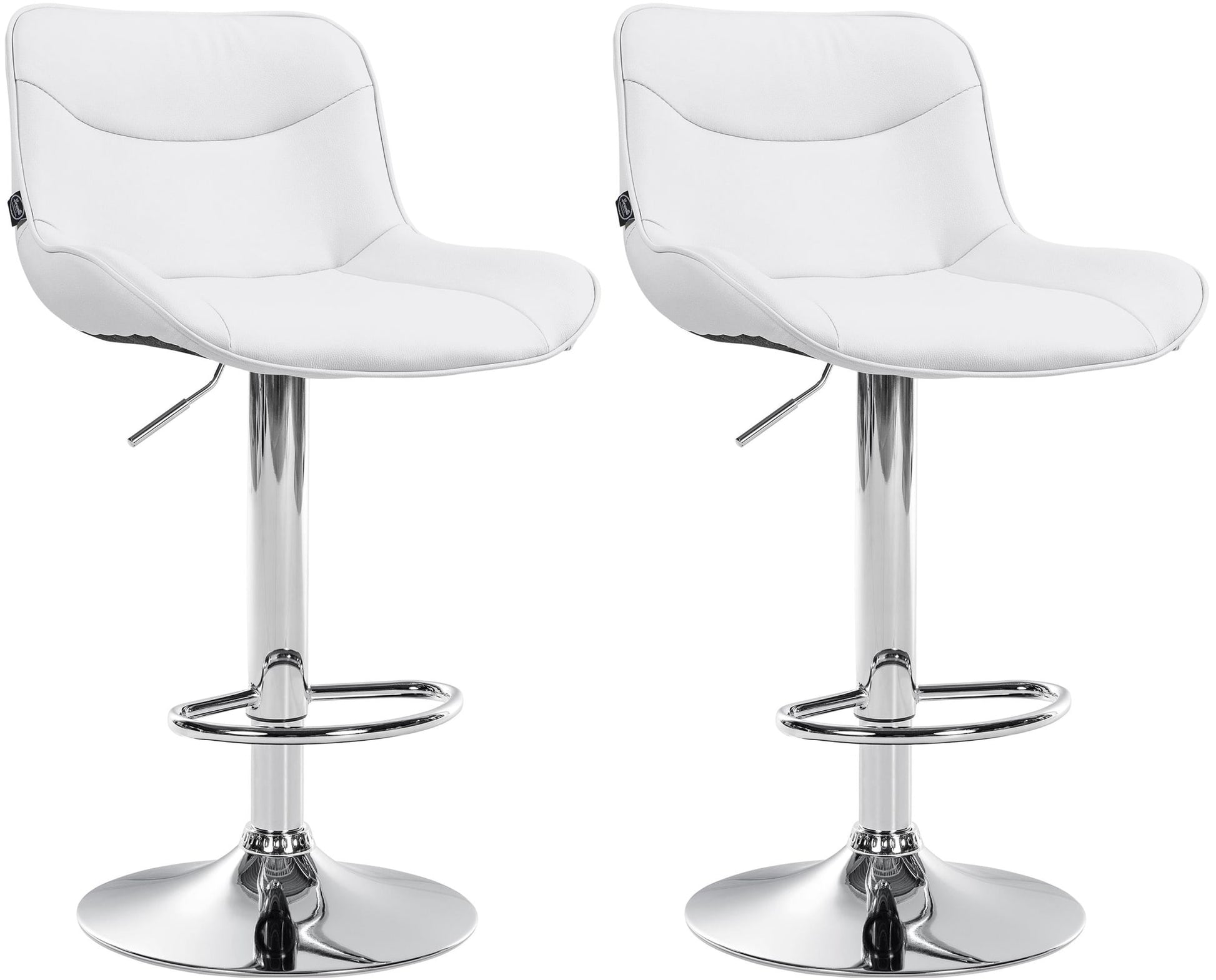2-delige Set Barkrukken - Krukken - Ergonomisch Comfort, In Hoogte Verstelbaar Kleur wit Onderstel Kleur chroom