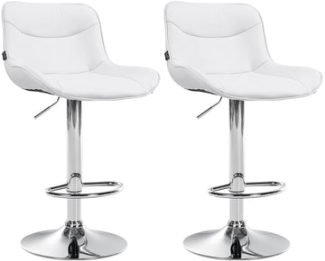2-delige Set Barkrukken - Krukken - Ergonomisch Comfort, In Hoogte Verstelbaar Kleur wit Onderstel Kleur chroom