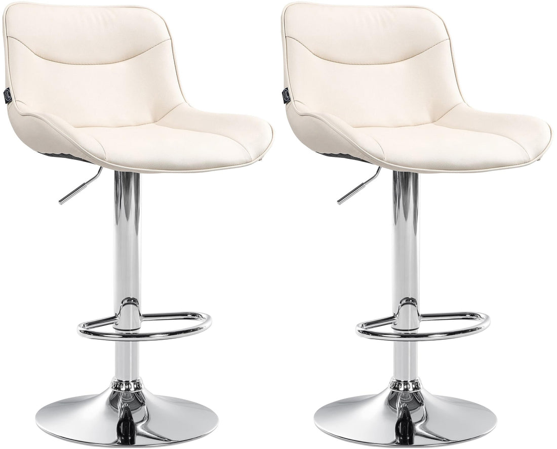 2-delige Set Barkrukken - Krukken - Ergonomisch Comfort, In Hoogte Verstelbaar Kleur wit Onderstel Kleur chroom