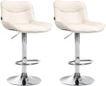 2-delige Set Barkrukken - Krukken - Ergonomisch Comfort, In Hoogte Verstelbaar Kleur crème Onderstel Kleur chroom