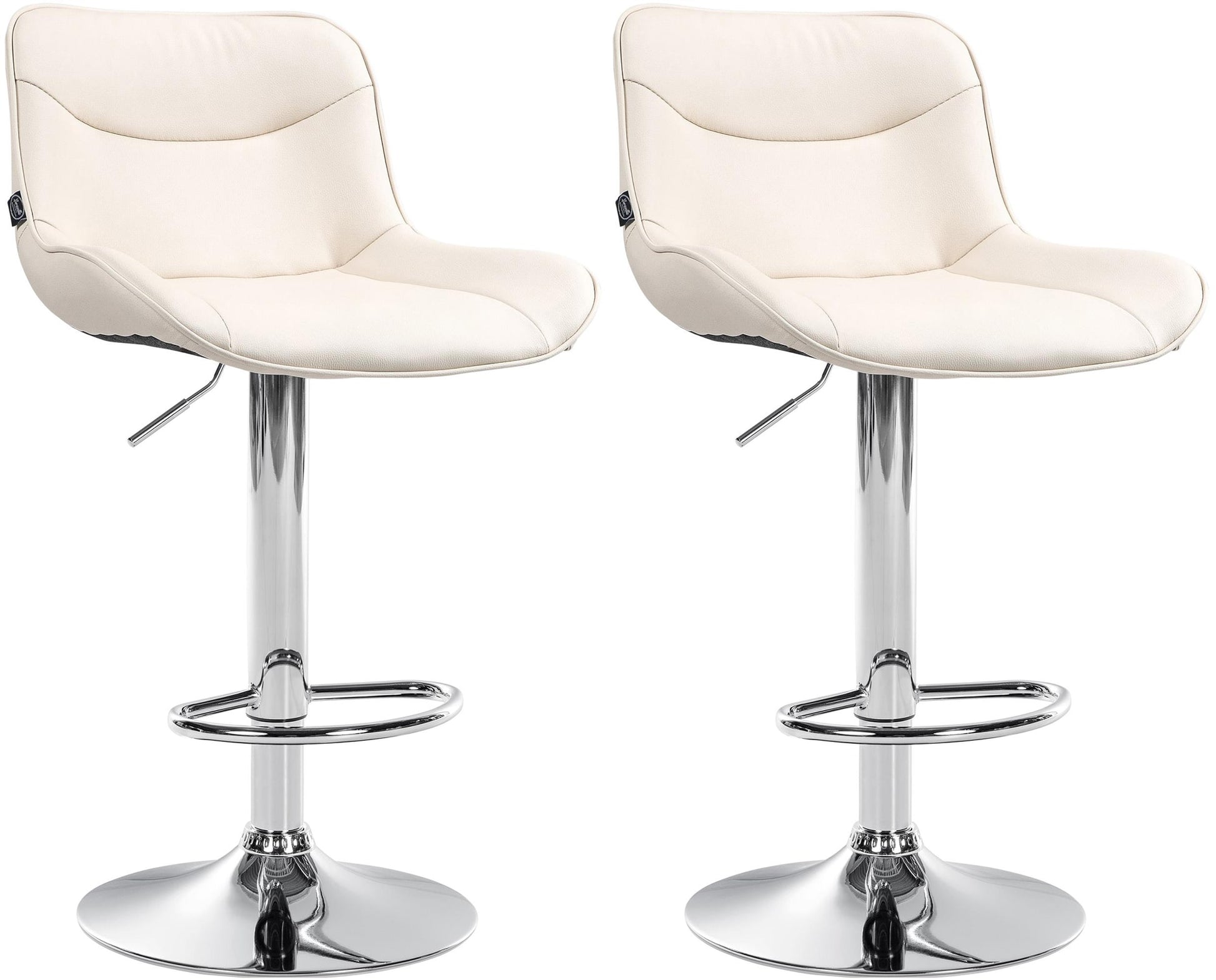 2-delige Set Barkrukken - Krukken - Ergonomisch Comfort, In Hoogte Verstelbaar Kleur crème Onderstel Kleur chroom