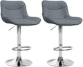 2-delige Set Barkrukken - Krukken - Ergonomisch Comfort, In Hoogte Verstelbaar Kleur grijs Onderstel Kleur chroom