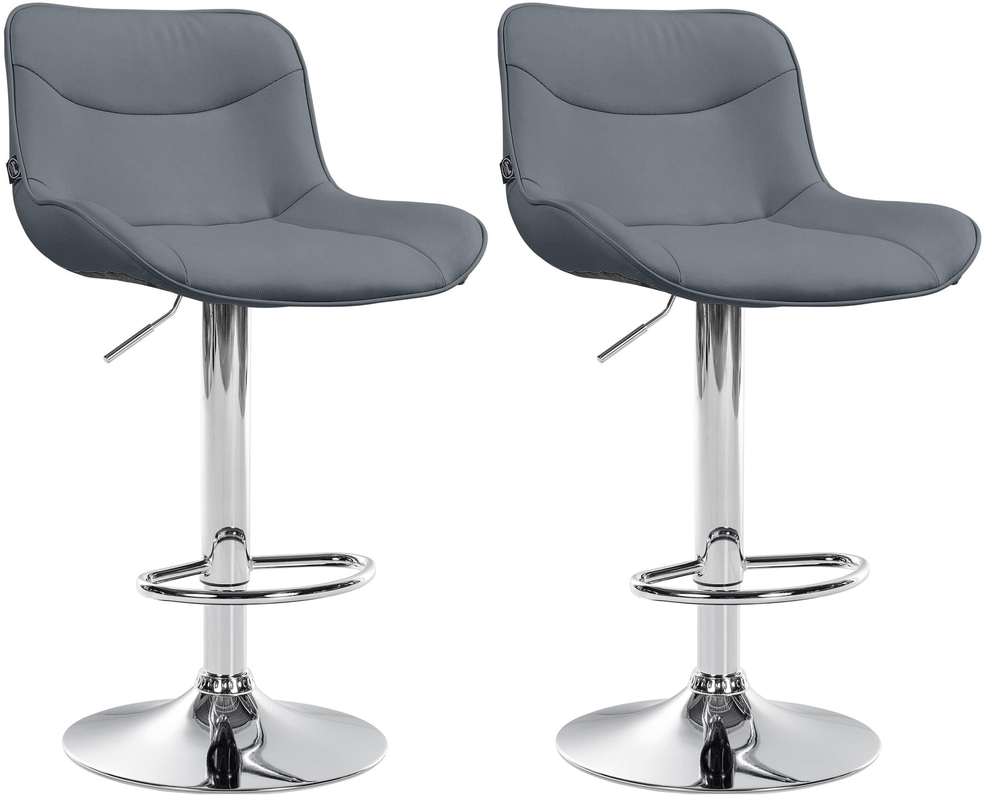 2-delige Set Barkrukken - Krukken - Ergonomisch Comfort, In Hoogte Verstelbaar Kleur grijs Onderstel Kleur chroom