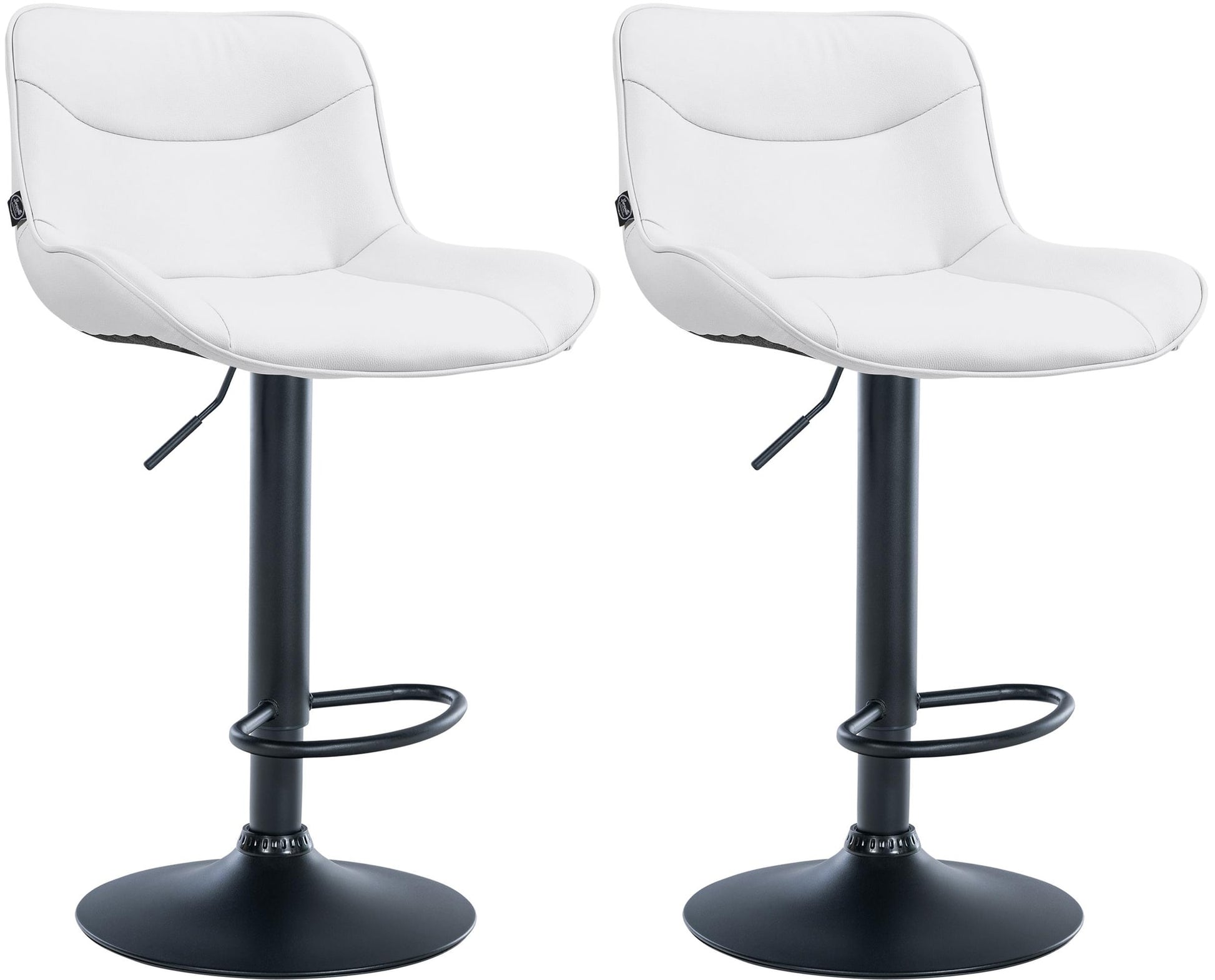 2-delige Set Barkrukken - Krukken - Ergonomisch Comfort, In Hoogte Verstelbaar Kleur wit Onderstel Kleur zwart