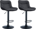 2-delige Set Barkrukken - Krukken - Ergonomisch Comfort, In Hoogte Verstelbaar Kleur zwart Onderstel Kleur zwart