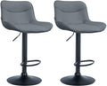 2-delige Set Barkrukken - Krukken - Ergonomisch Comfort, In Hoogte Verstelbaar Kleur grijs Onderstel Kleur zwart