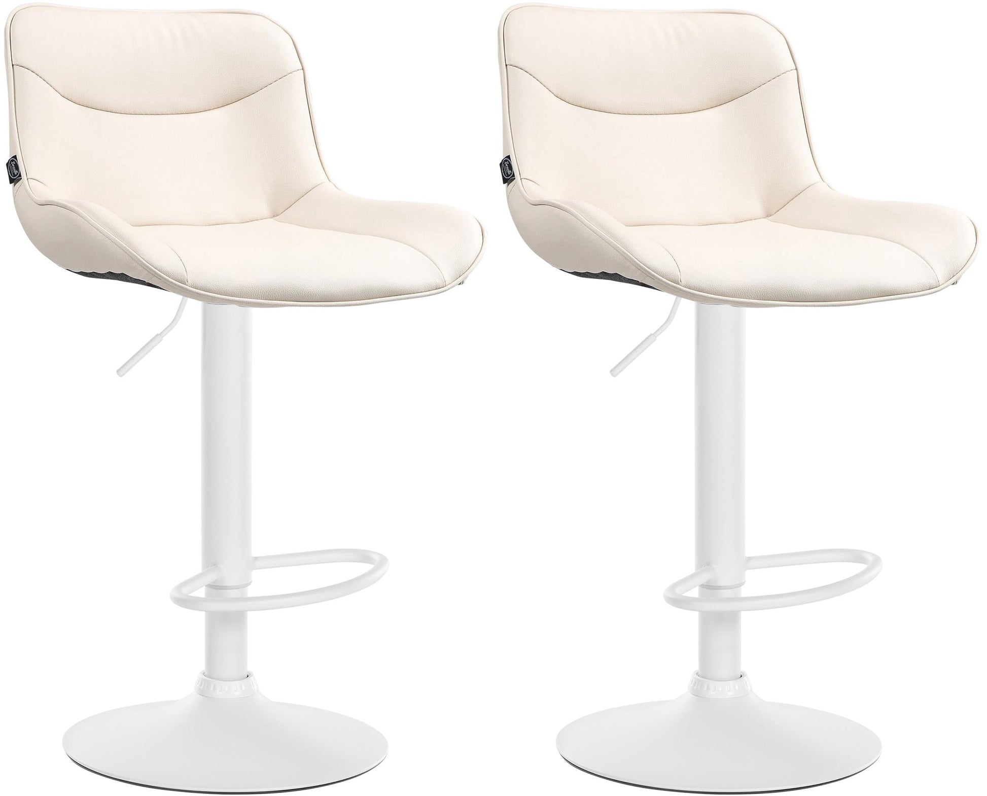 2-delige Set Barkrukken - Krukken - Ergonomisch Comfort, In Hoogte Verstelbaar Kleur crème Onderstel Kleur wit