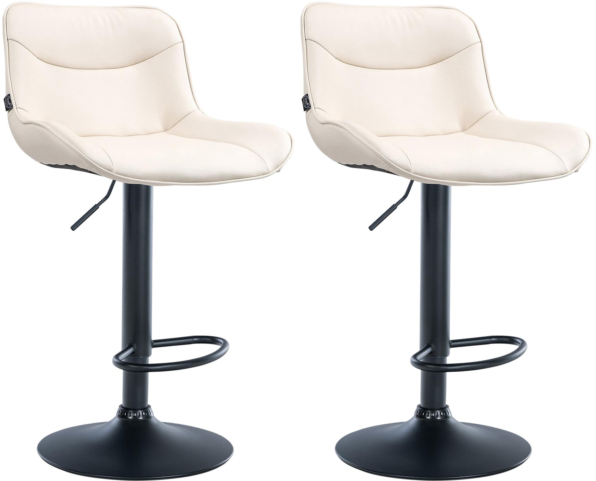 2-delige Set Barkrukken - Krukken - Ergonomisch Comfort, In Hoogte Verstelbaar Kleur crème Onderstel Kleur zwart