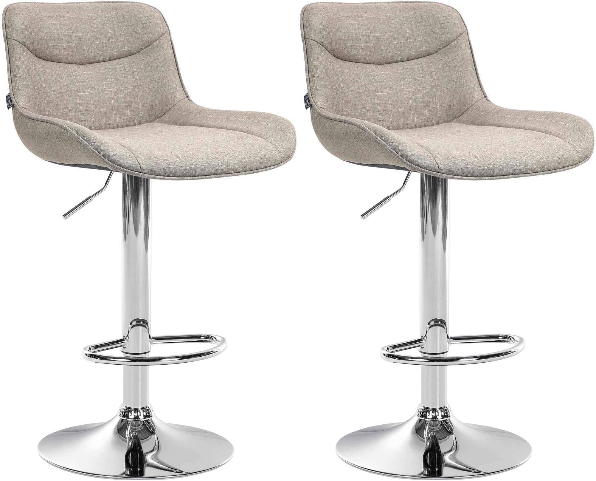 Set van 2 stoffen Barkrukken - Draaibare Krukken - Verstelbare Hoogte en Ergonomisch Comfort Kleur taupe