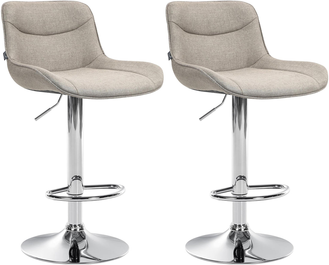 Set van 2 stoffen Barkrukken - Draaibare Krukken - Verstelbare Hoogte en Ergonomisch Comfort Kleur taupe