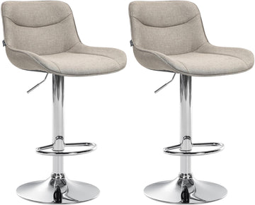 Set van 2 stoffen Barkrukken - Draaibare Krukken - Verstelbare Hoogte en Ergonomisch Comfort Kleur taupe