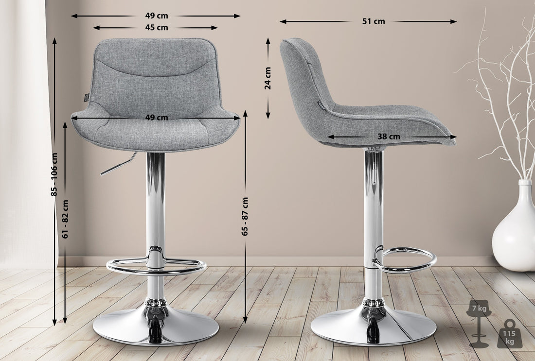 Set van 2 Moderne Barkrukken - Stijlvolle Krukken - Ergonomisch Comfort Kleur grijs