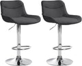 Set van 2 Verstelbare Stoffen Barkrukken - Draaibaar Comfort - Ergonomisch Ontwerp Kleur donkergrijs