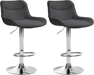 Set van 2 Verstelbare Stoffen Barkrukken - Draaibaar Comfort - Ergonomisch Ontwerp Kleur donkergrijs