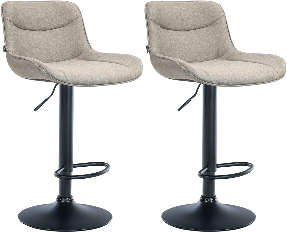 Set van 2 Verstelbare Barkrukken - Stoffen Barkrukken - Hoog Comfort en 360° Draaifunctie Kleur taupe