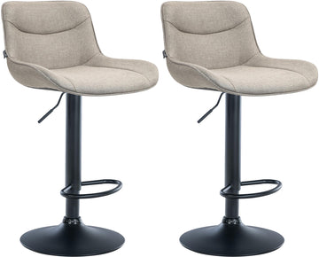 Set van 2 Verstelbare Barkrukken - Stoffen Barkrukken - Hoog Comfort en 360° Draaifunctie Kleur taupe