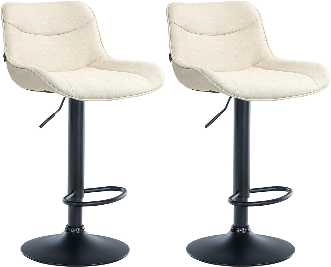 2-delige Set Verstelbare Barkrukken - Stoffen Barstoelen - Comfortabele Zitervaring Kleur crème Onderstel Kleur chroom